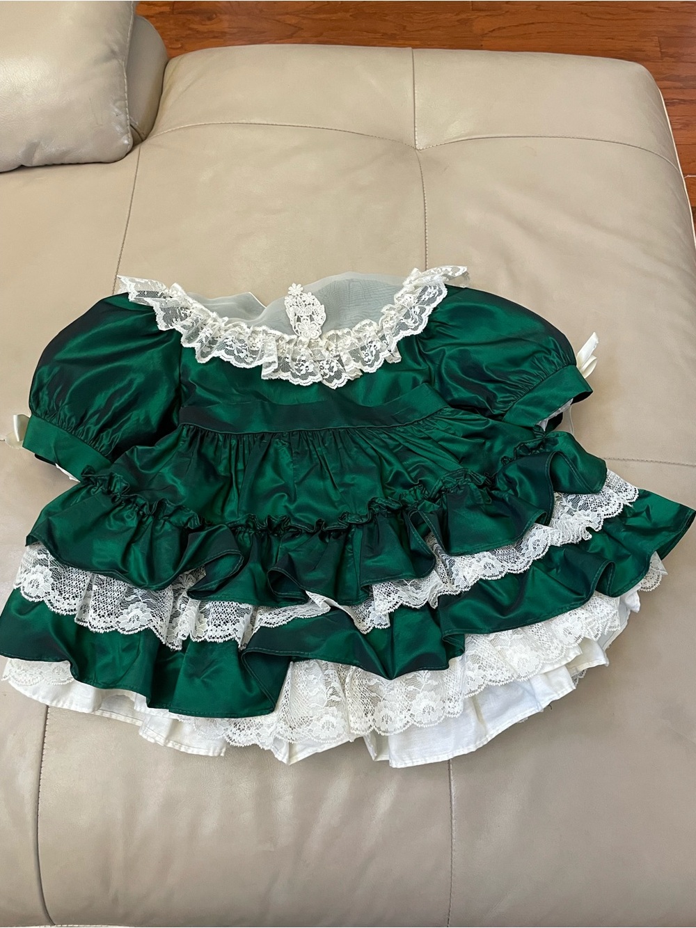 Vintage Martha’s Miniatures Girls Dark Green Dress, Holiday, Size 4T